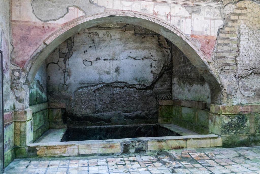 Herculaneum Suburban Baths. October 2023. Frigidarium, looking east towards the cold bath. Photo courtesy of Johannes Eber.